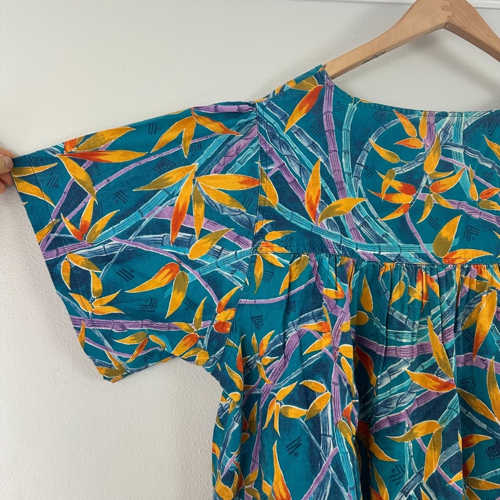 Vintage WINLAR Floral Kaftan Dress 3X Bird of paradise resort colorful MuuMuu - Picture 8 of 15
